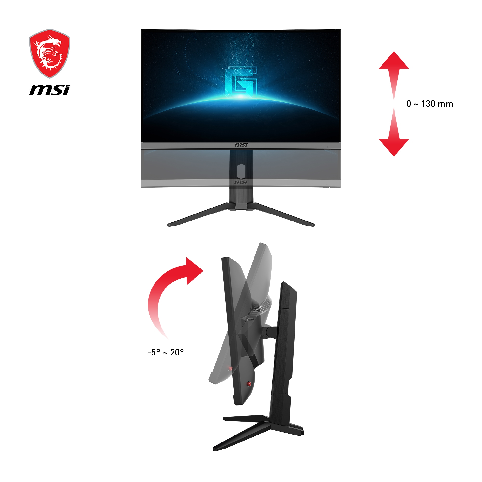 MSI Curved-Gaming-LED-Monitor »G24C6P E2« 59,9 cm/24 ″  1920 x 1080 px Full HD 1 Reaktionszeit 180 Hz höhenverstellbar, 3 Jahre Herstellergarantie