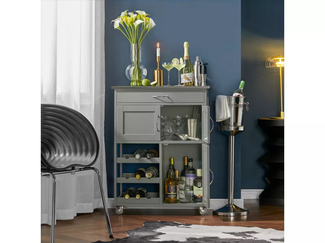 Desserte Chariot de Cuisine de Service Roulant, Meuble Armoire de Rangement cusine, FKW45-HG