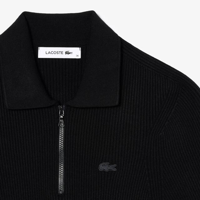 Polo col zippé femme Lacoste en maille Pullovers - Noir - Lacoste - Femme