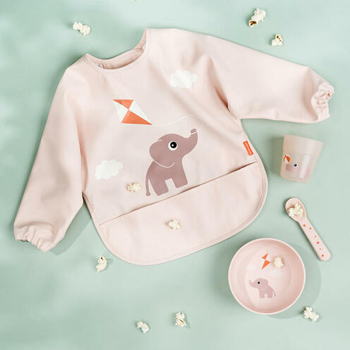 Bavoir à manches avec poches playground Rose - DONE BY DEER