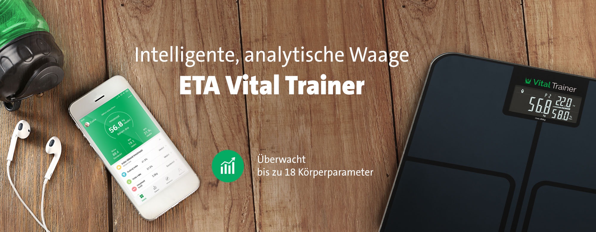 eta Körper-Analyse-Waage »Vital Trainer« ITO-Technologie für höhere Messgenauigkeit