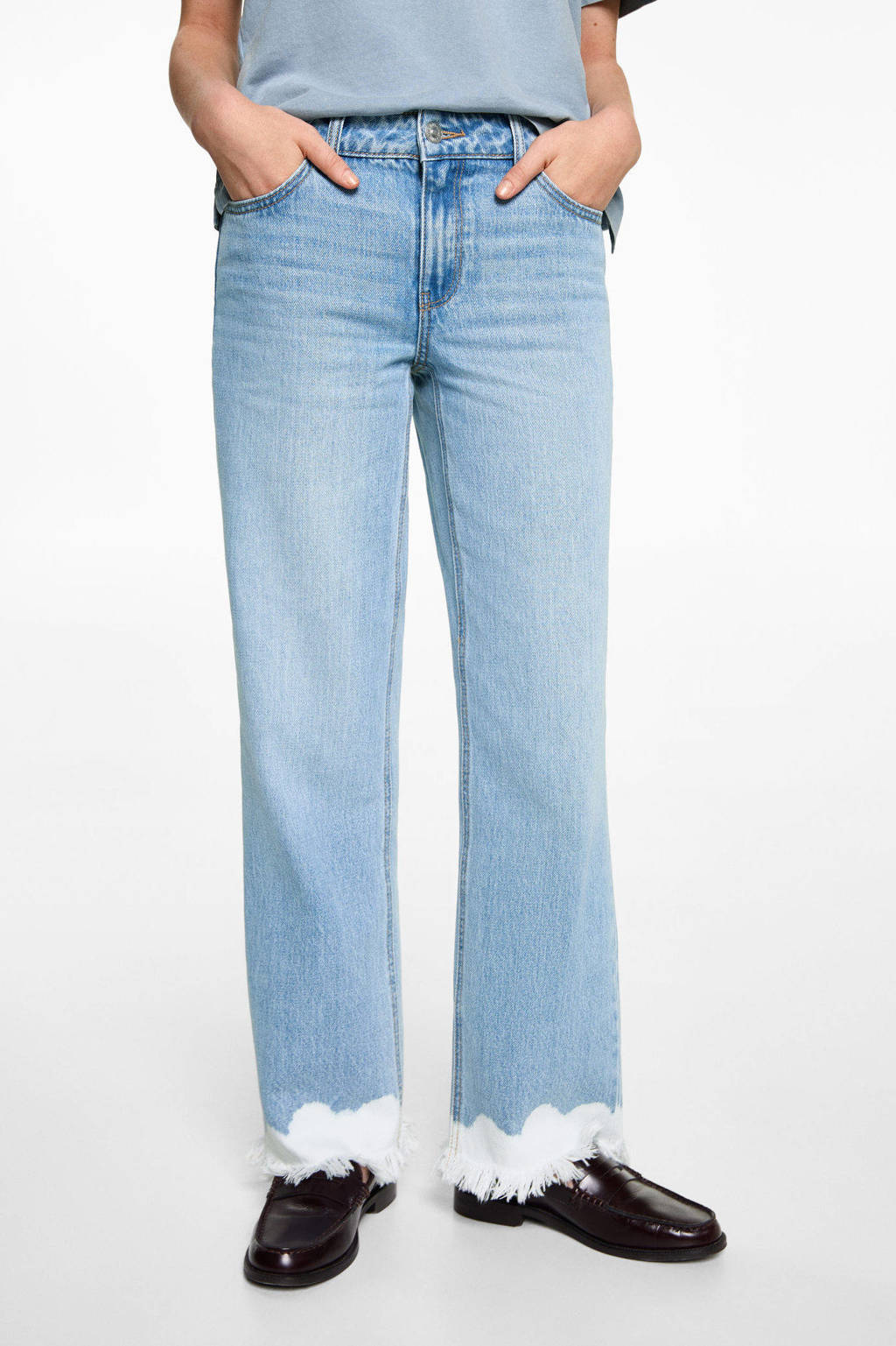 MANGO TEEN straight regular waist light blue denim