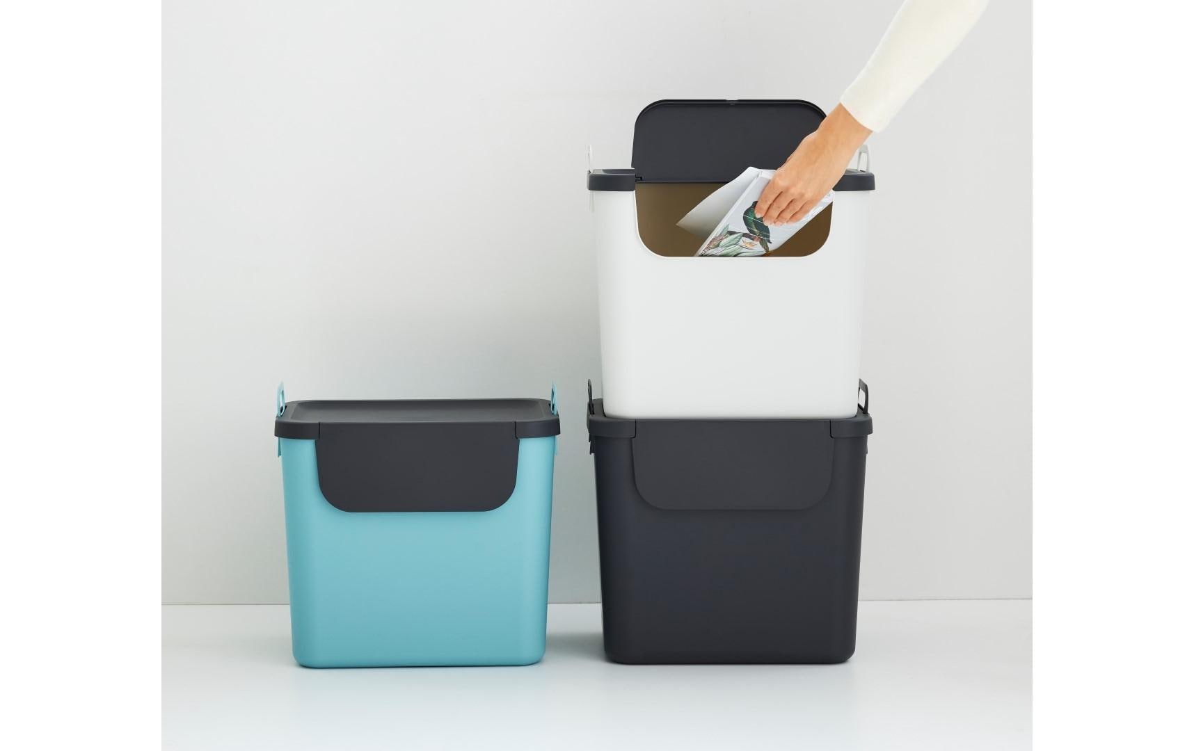 Recyclingbehälter Jive 30 l, Hellblau/Schwarz/WeissRecycling Müllsystem