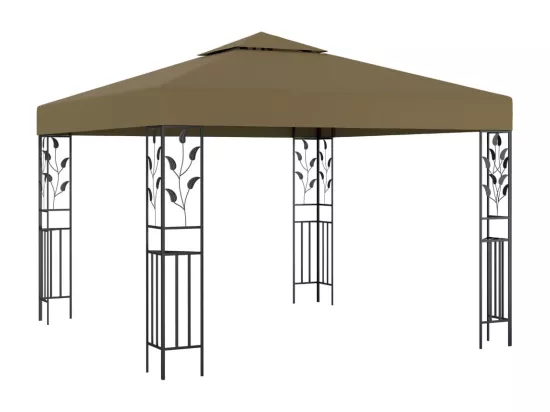 Tonnelle avec guirlande lumineuse à LED 3x3 m Taupe