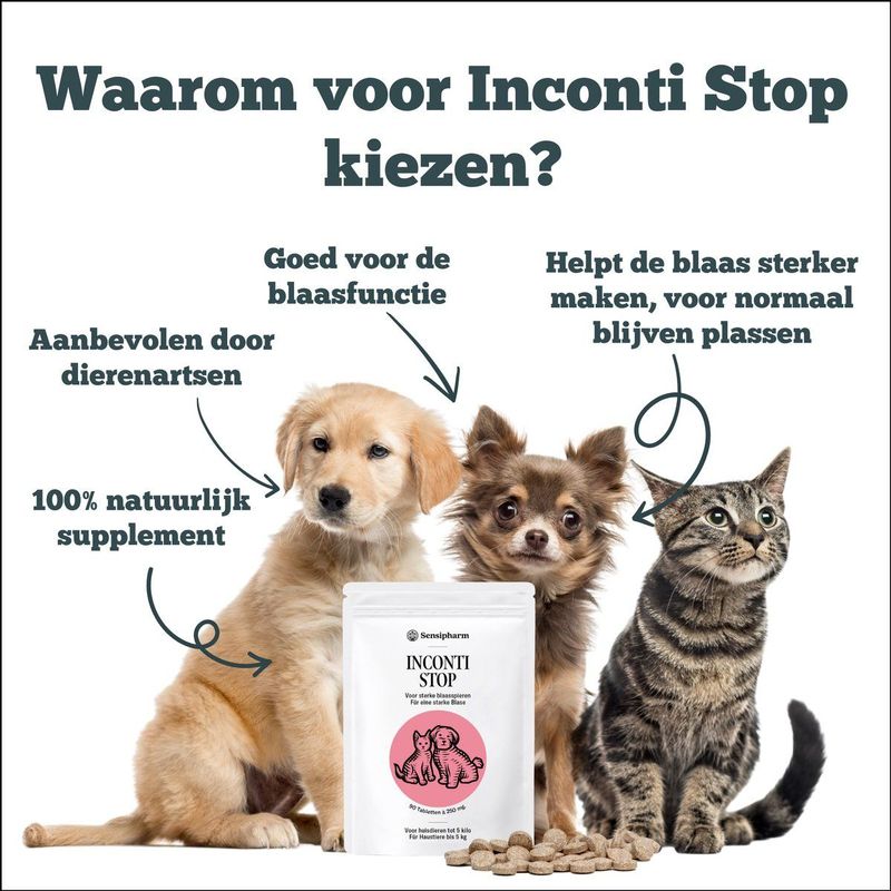 Sensipharm - Inconti Stop - Voedingssupplement - 90 Tabletten à 250 mg - 100% Natuurlijk