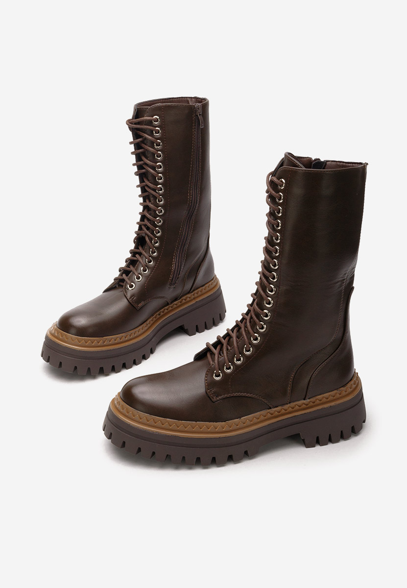 Bottes hautes à lacets bruns Izabele