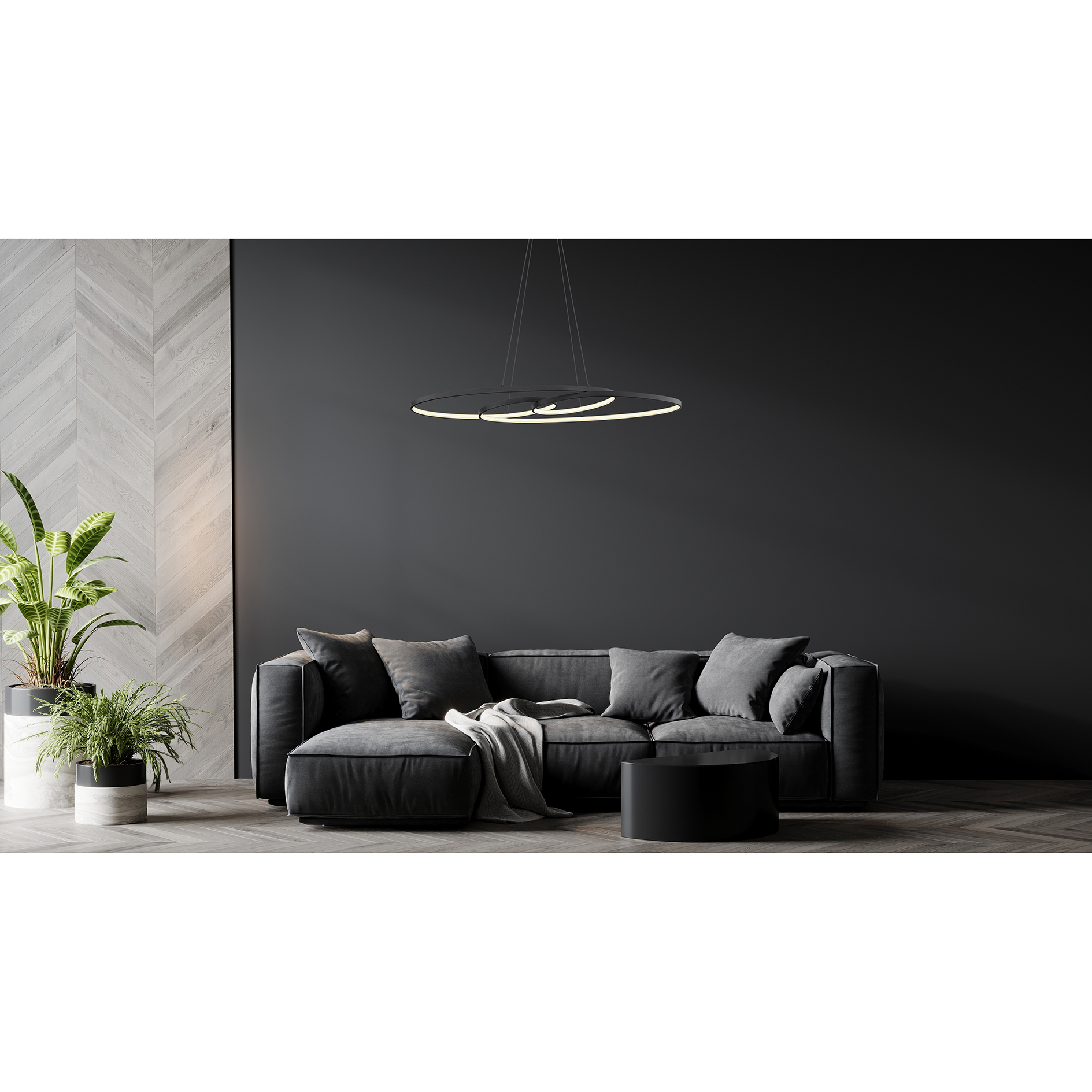 LED-Pendelleuchte - schwarz matt - Memoryfunktion - 120 cm