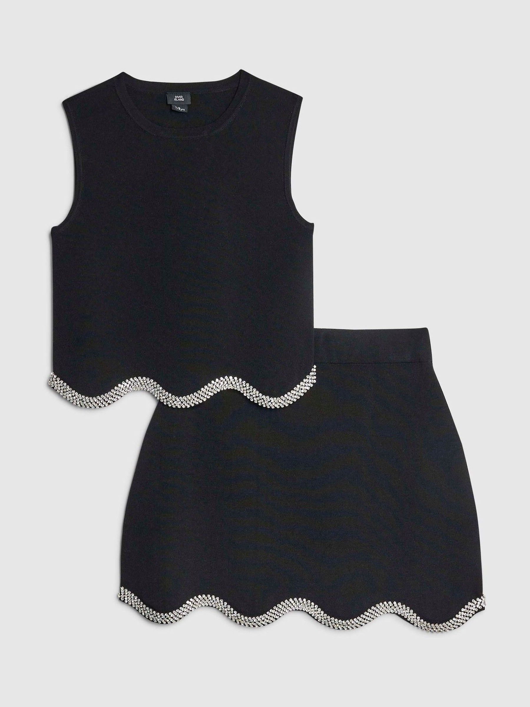 River Island Embellished Vest & Skirt Set