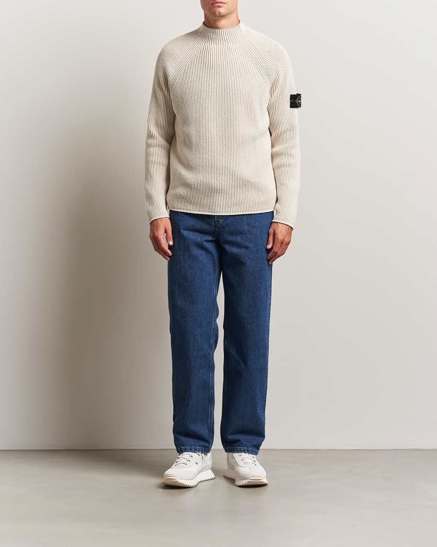 Stone Island Vanisé Full Rib Wool Crew Neck Ivory
