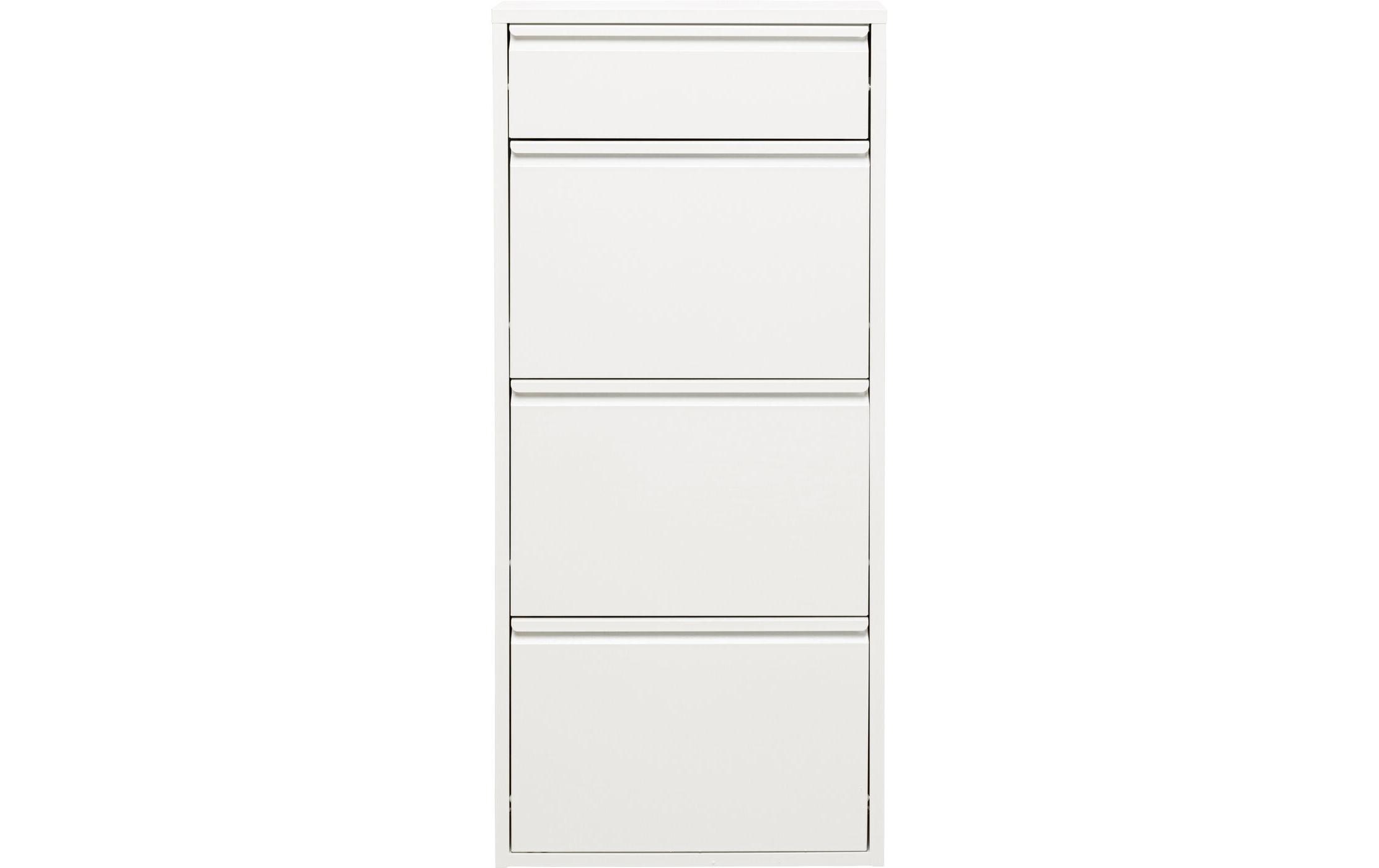 Schuhschrank Caruso 3 plus 1 50 x 115 cm, Weiss<br>Schuhschrank mit kleinem Fach für Accessoires