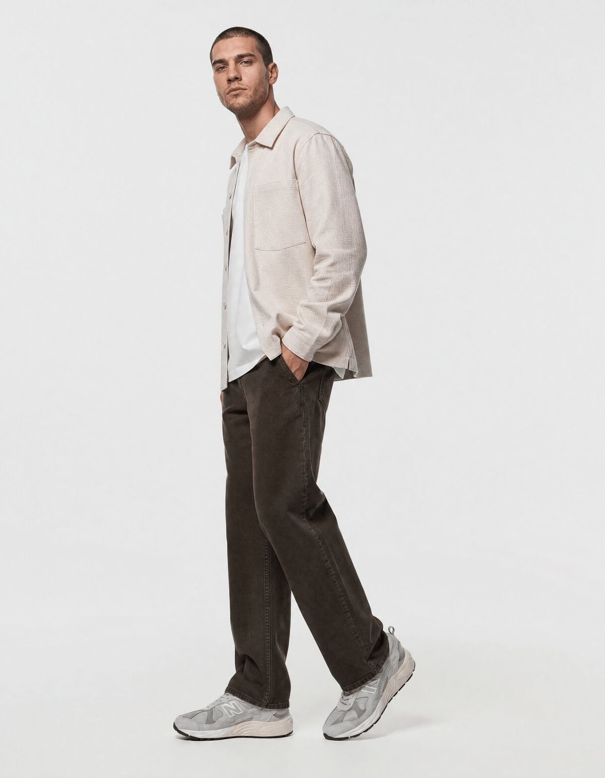 Block Jacquard Overshirt Zand