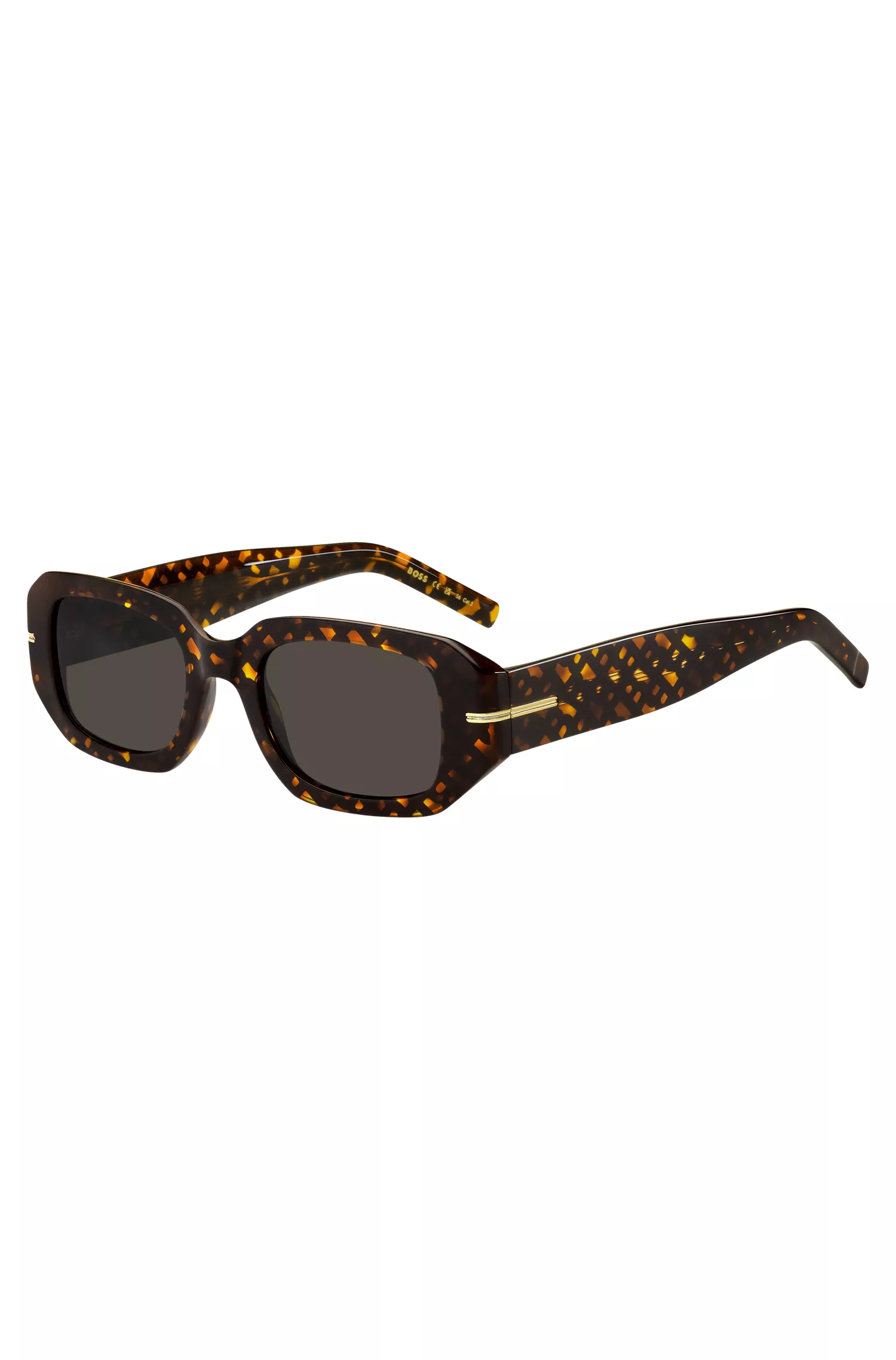 Óculos de sol BOSS em acetato preto com estampa de monograma.
