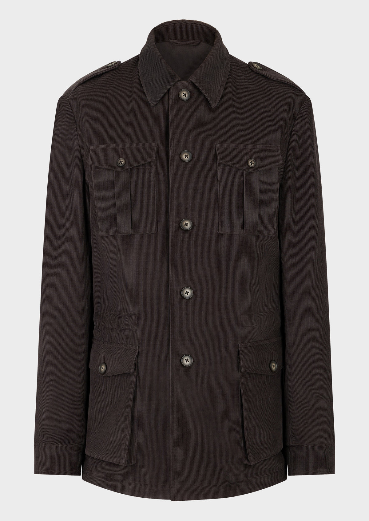 Veste saharienne en velours côtelé uni chocolat