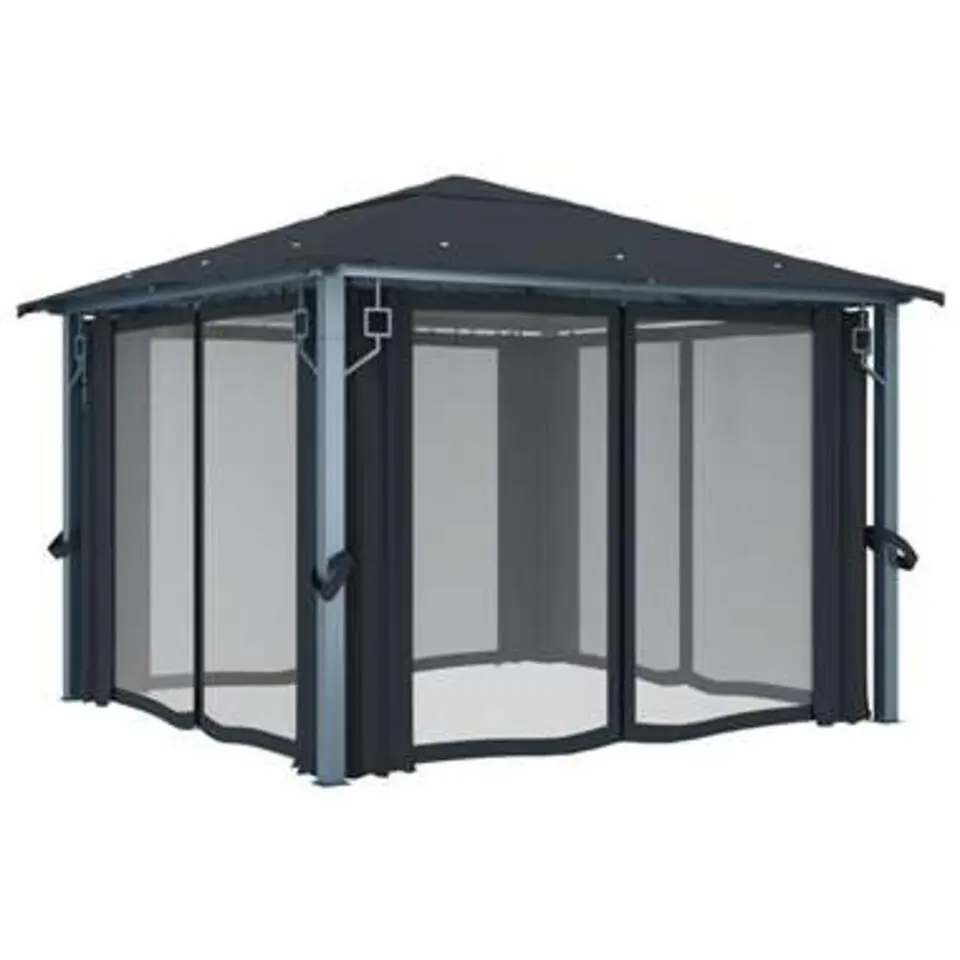 VIDAXL Prieel met gordijn 300x300 cm aluminium antraciet