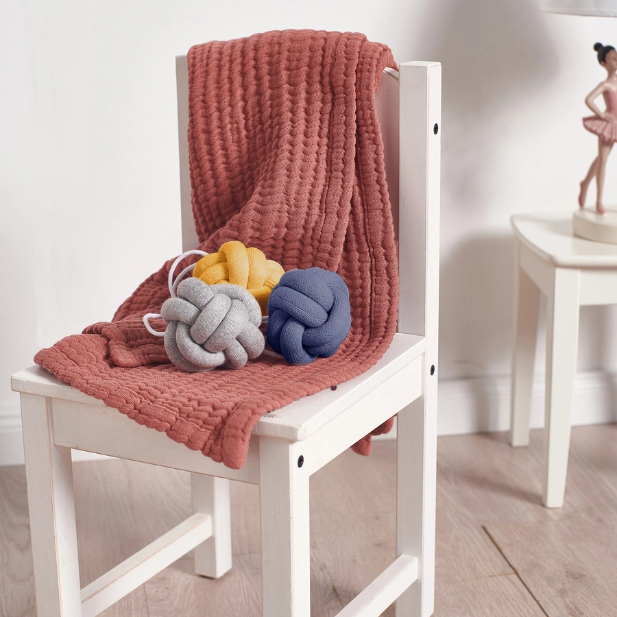 Nordic Coast Company Baby Gym Knoten Set, Blau-Grau-Curry Gelb