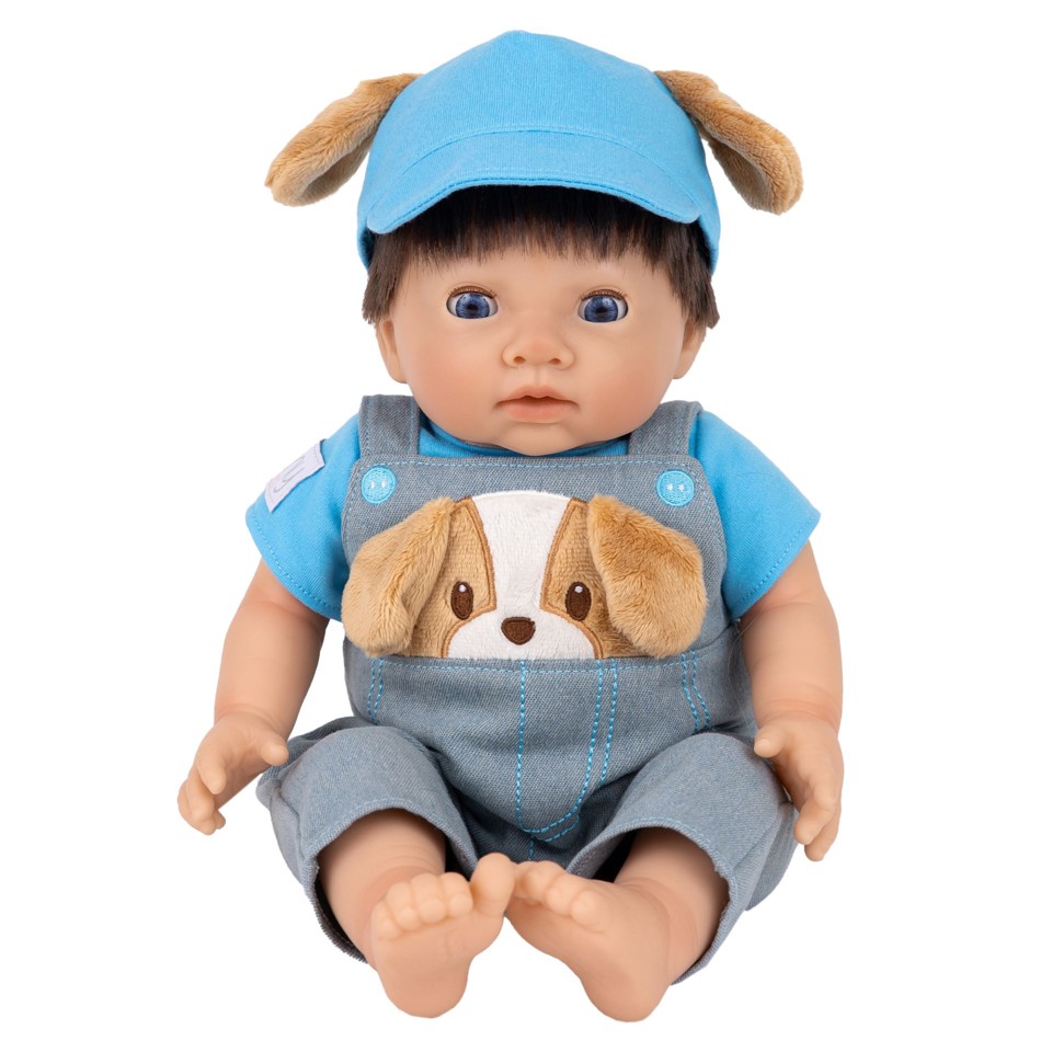 Tiny Treasures - dukke-outfit med hundehvalp i 3 dele