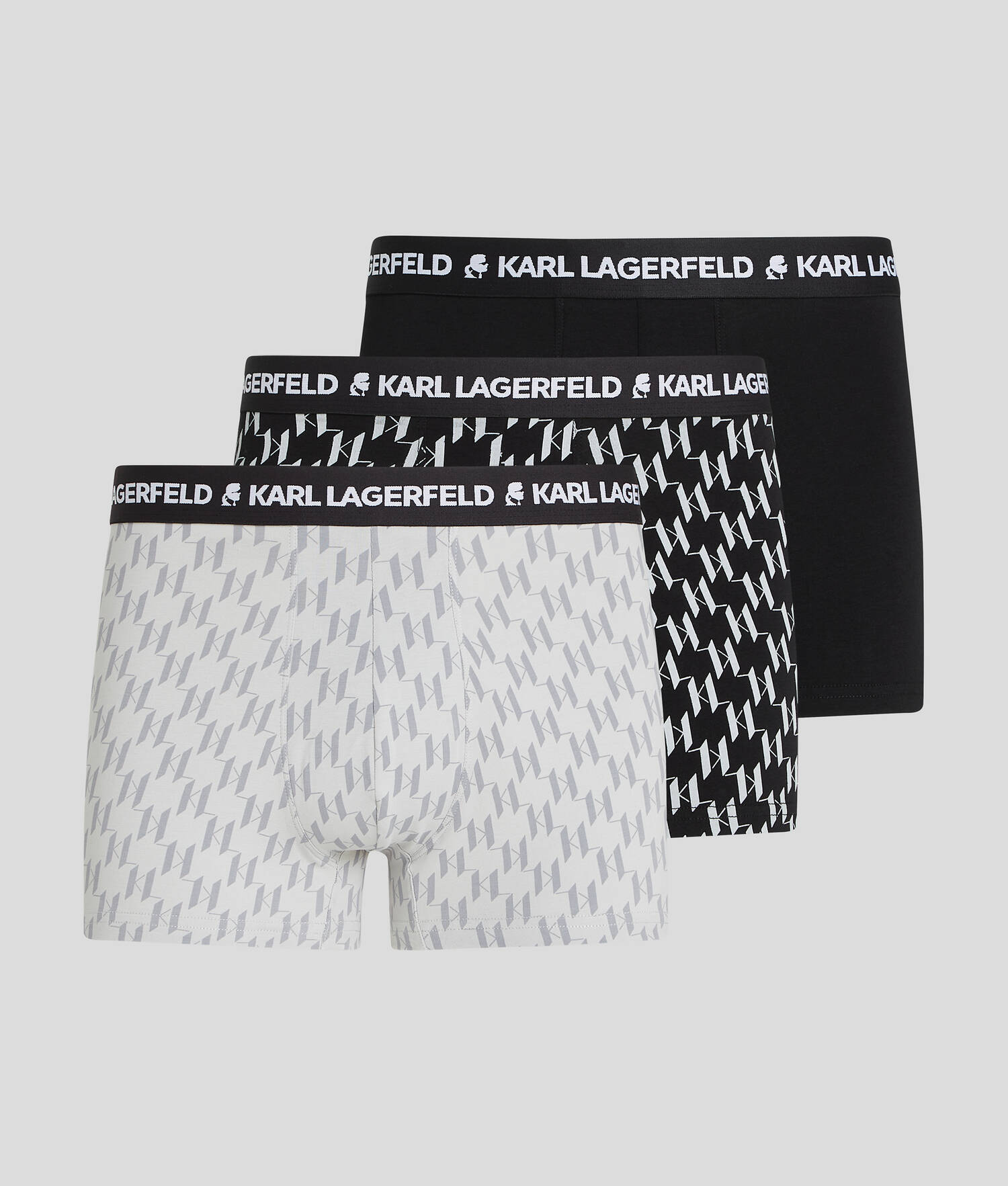CALEÇONS KL MONOGRAM - 3-PACK - Monogramme imprimé sur toute la surface Noir-Gris