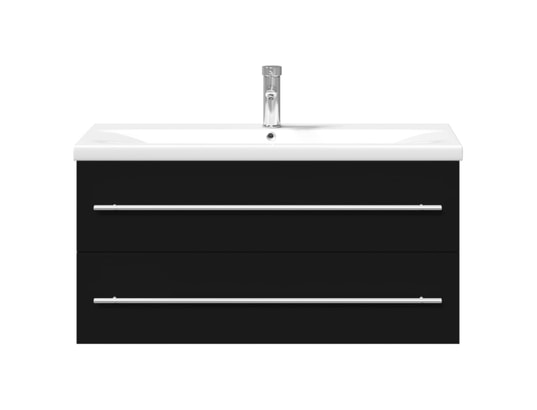 VIDAXL - Armoire lavabo de salle de bain avec bassin intégré noir