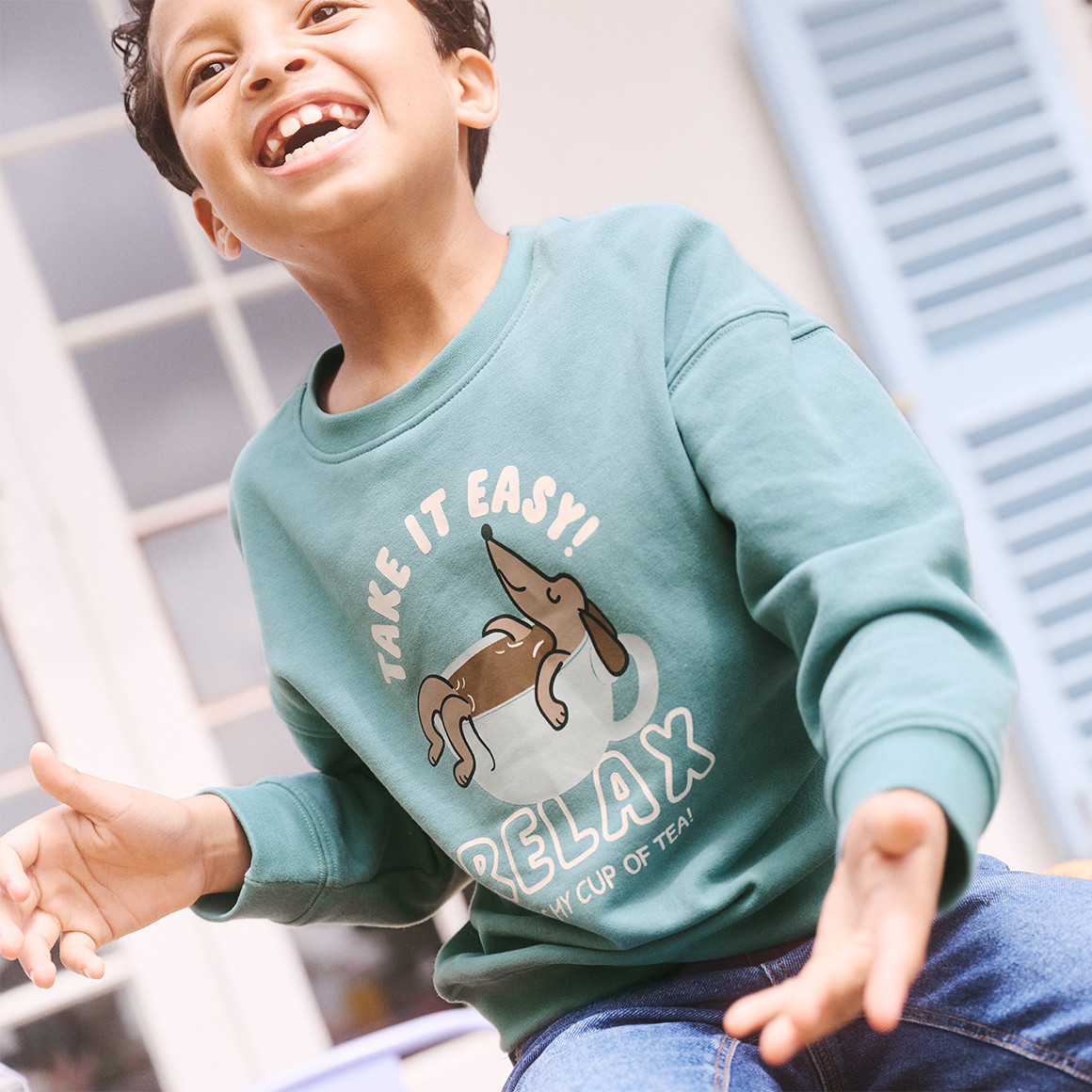 Topolino Kinder Sweatshirt  mit lustigem Print dunkeltürkis