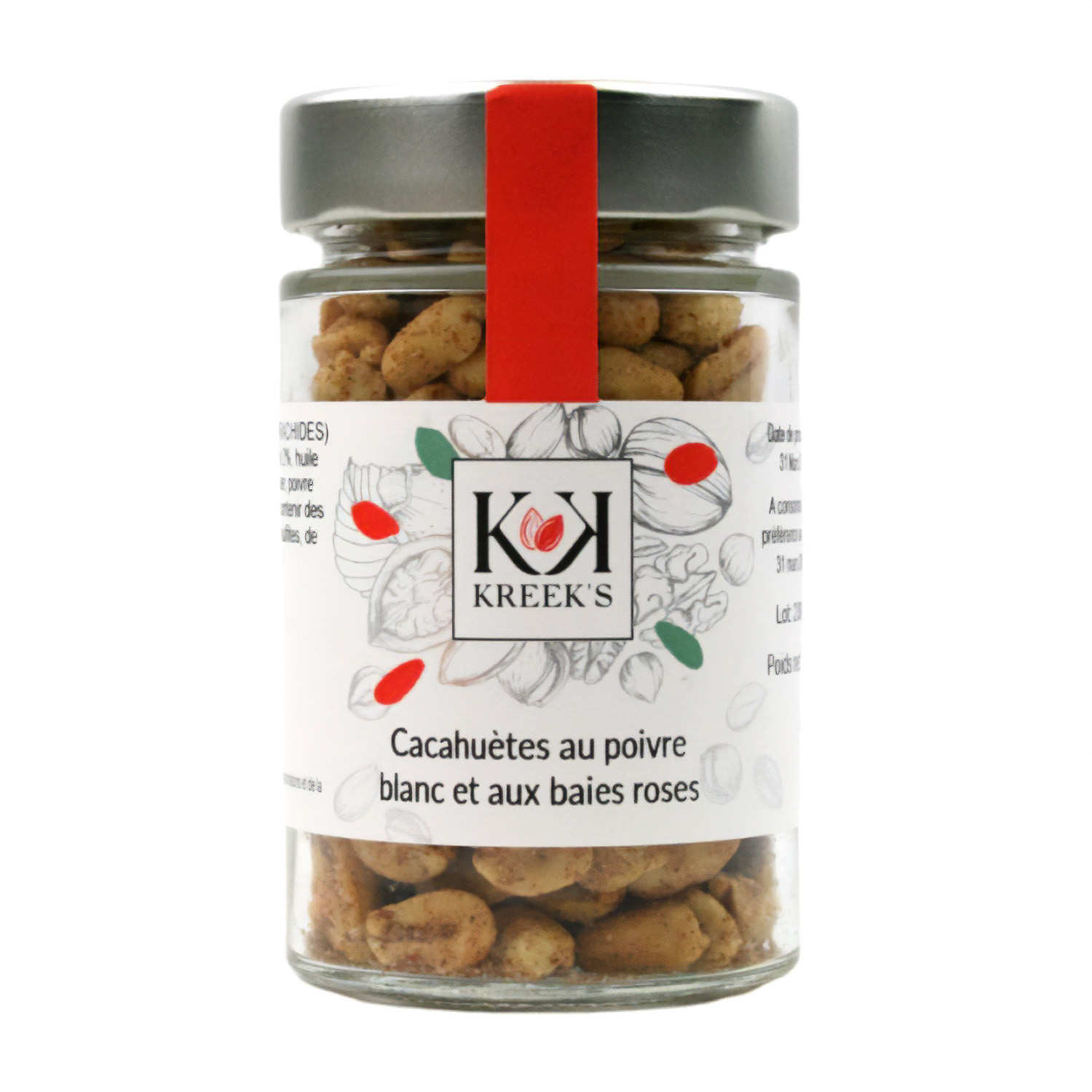 Cacahuètes au poivre blanc et aux baies roses - Kreek's