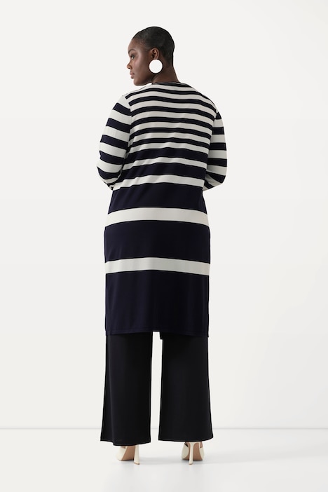 Strickjacke, Ringel, offene Form, V-Ausschnitt