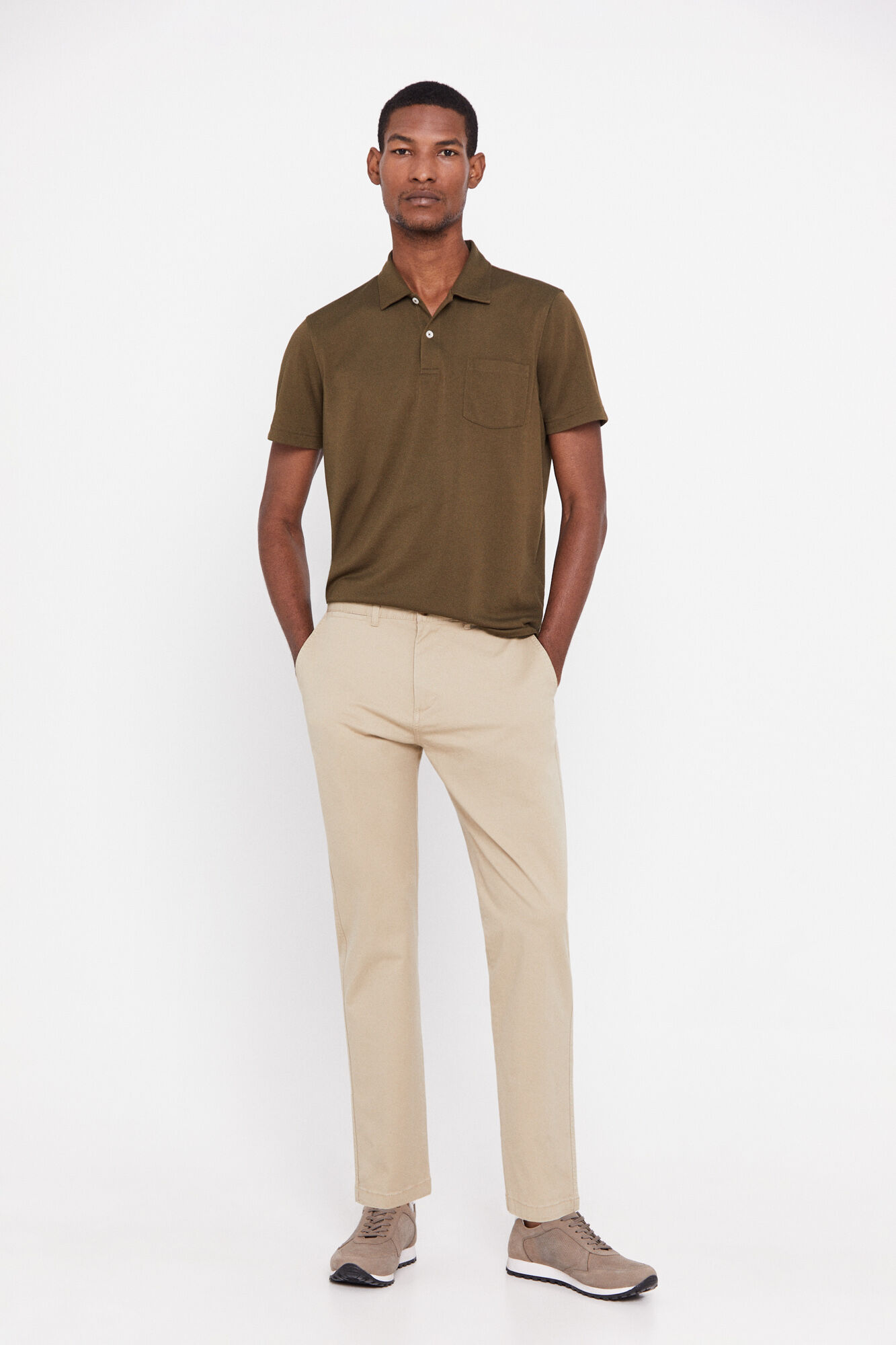 Calça chino leve com corte afunilado - Bege