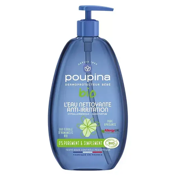 Água de Limpeza Orgânica Anti-Irritação para Bebês Poupina 485ml