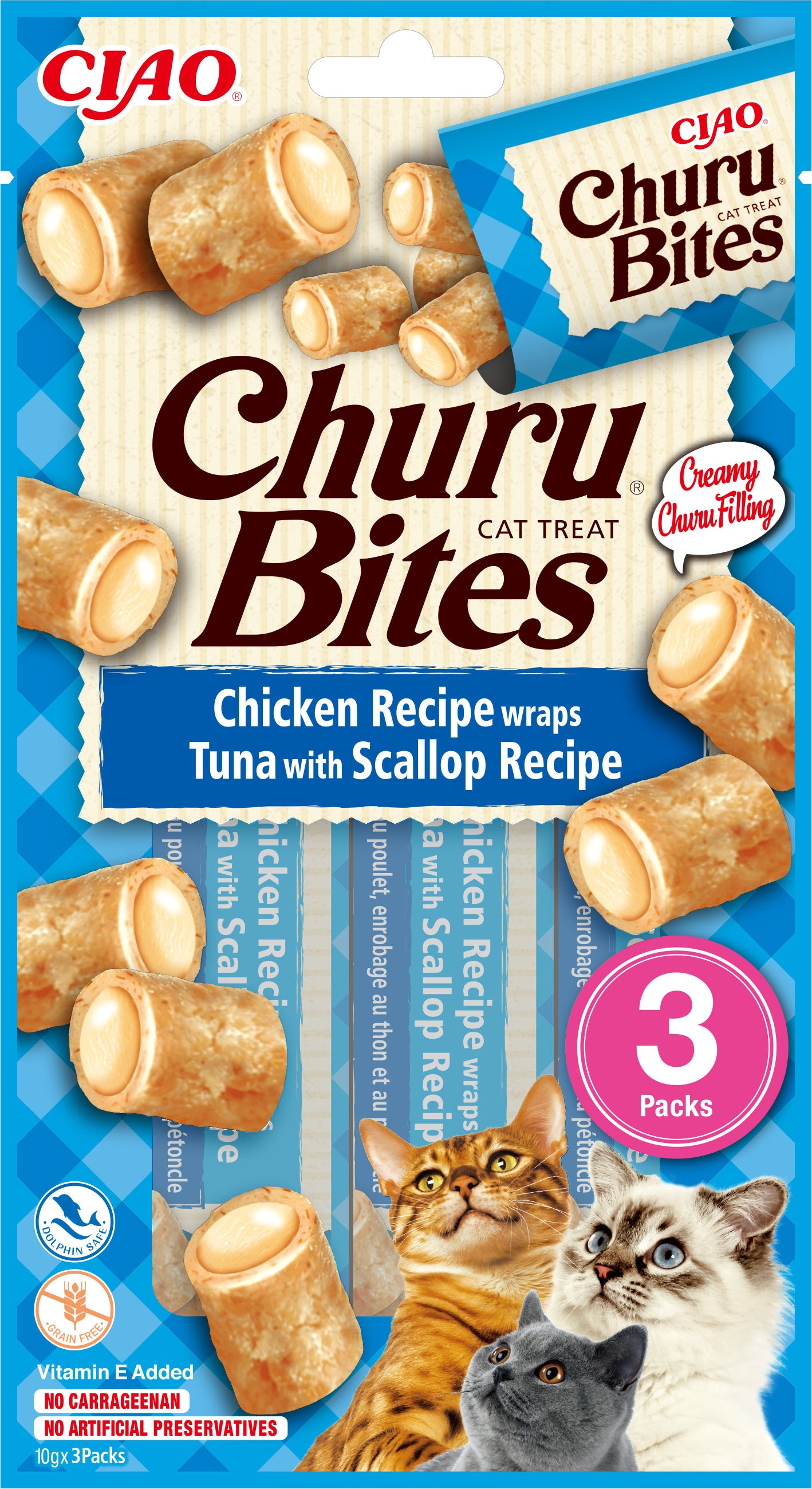 Inaba kattensnack Churu Bites kip / vis 10 g 3 stuks