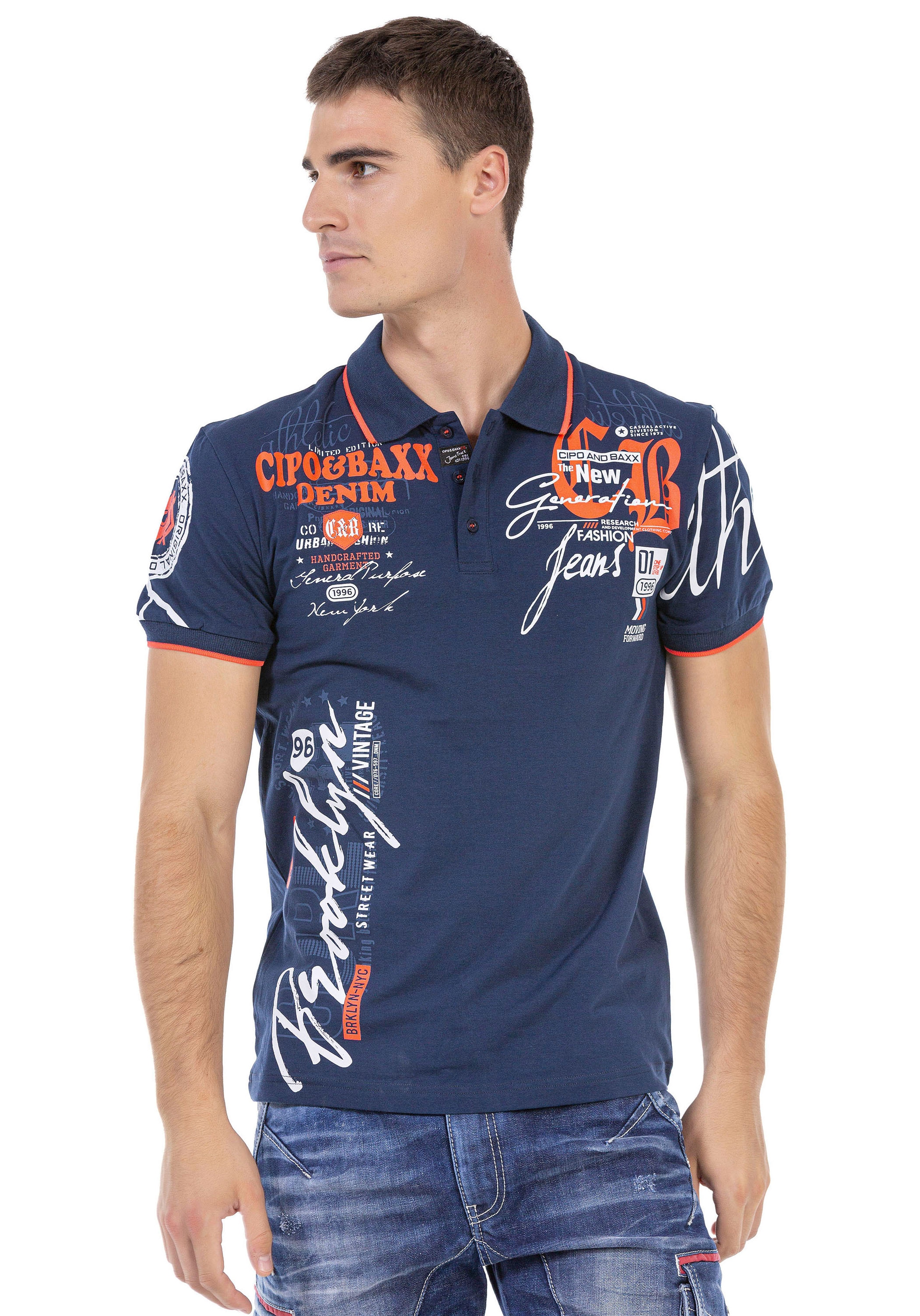 Cipo & Baxx Poloshirt , mit markantem Print