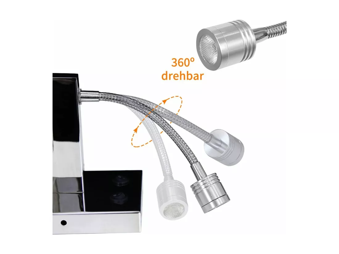NETTLIFE Applique LED avec interrupteur, applique murale d'intérieur, lampe de lecture, abat-jour en tissu, lampe de lit orientable