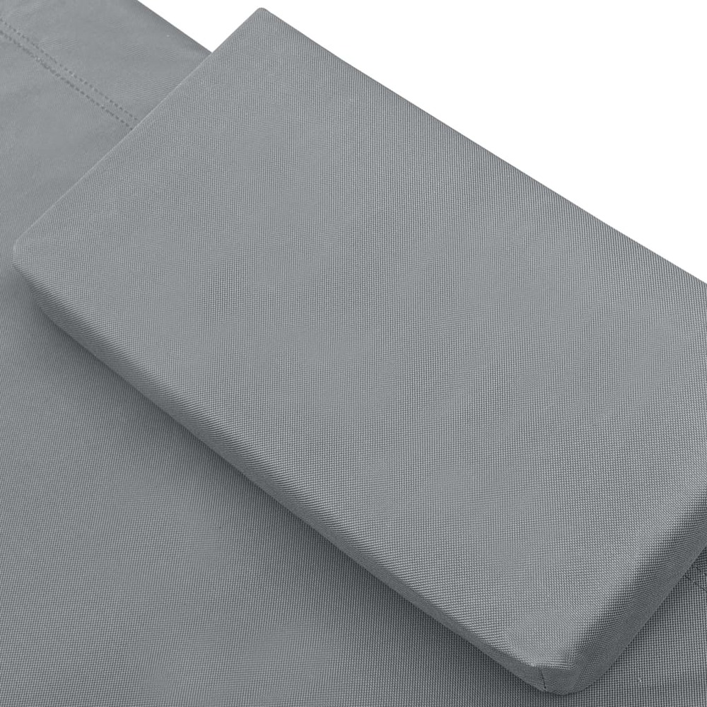 Lit de repos transat chaise longue d'extérieur 200 cm avec auvent et oreiller gris