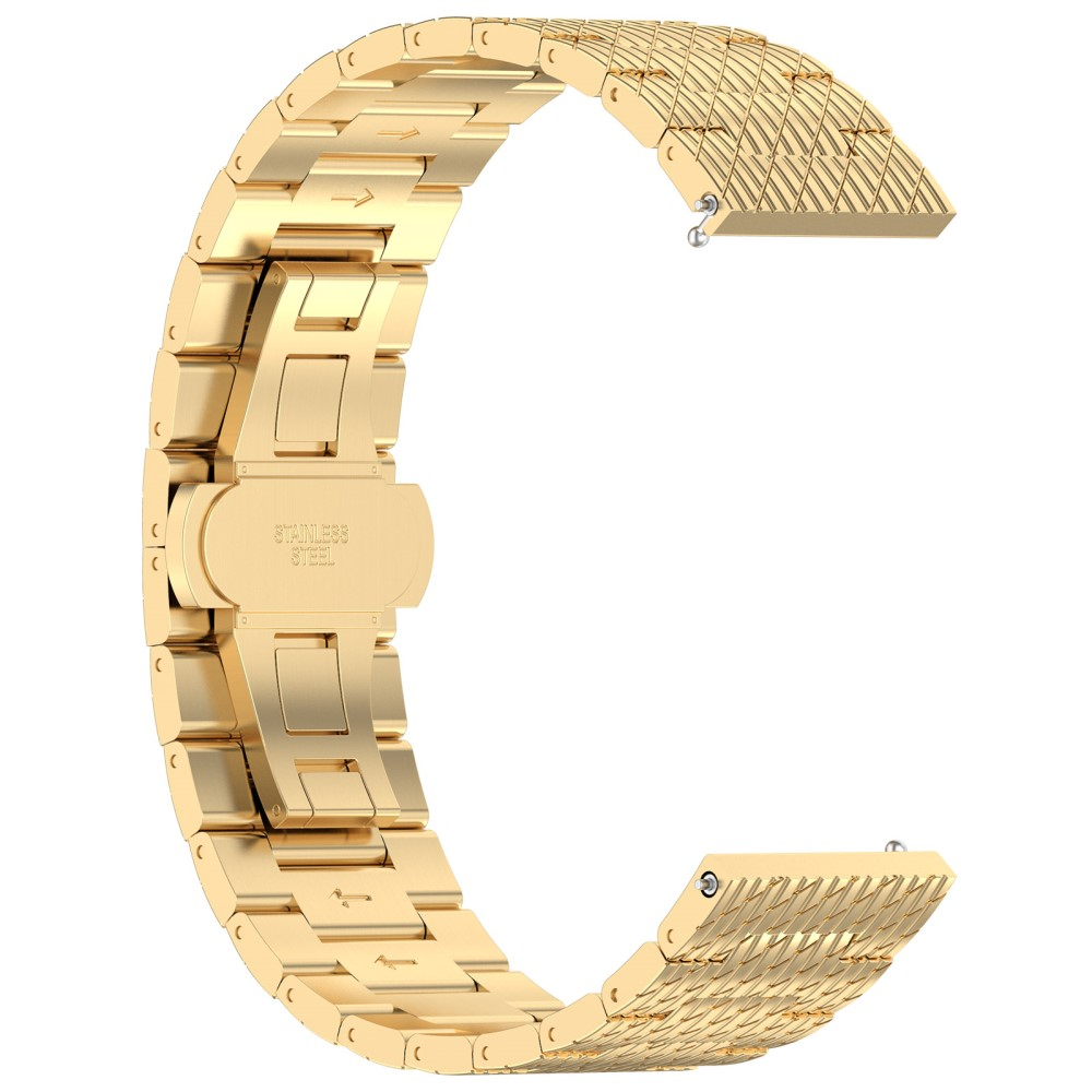 Samsung Galaxy Watch 3 (45mm) Edelstahl Armband mit Streifen und Butterfly-Verschluss (Gelenkumfang: 210 mm) - Gold