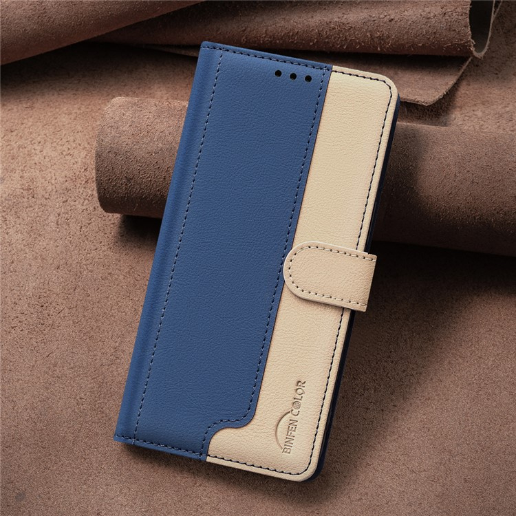 Samsung Galaxy S25 Leder Tasche Flip Cover (RFID Schutz) - Blau / Beige
