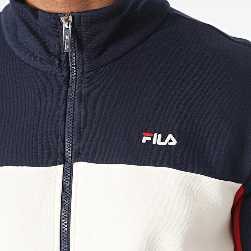 Sweat Zippé FAM0499 Bleu Marine Blanc Rouge