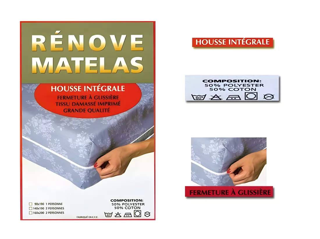 Housse À Matelas Damassé 90 X 190 Cm - Rénove Matelas