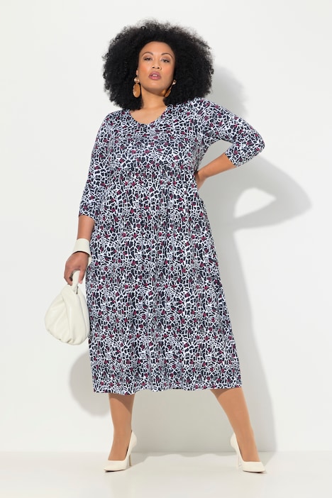Jerseykleid, A-Linie, V-Ausschnitt, Langarm, Taschen