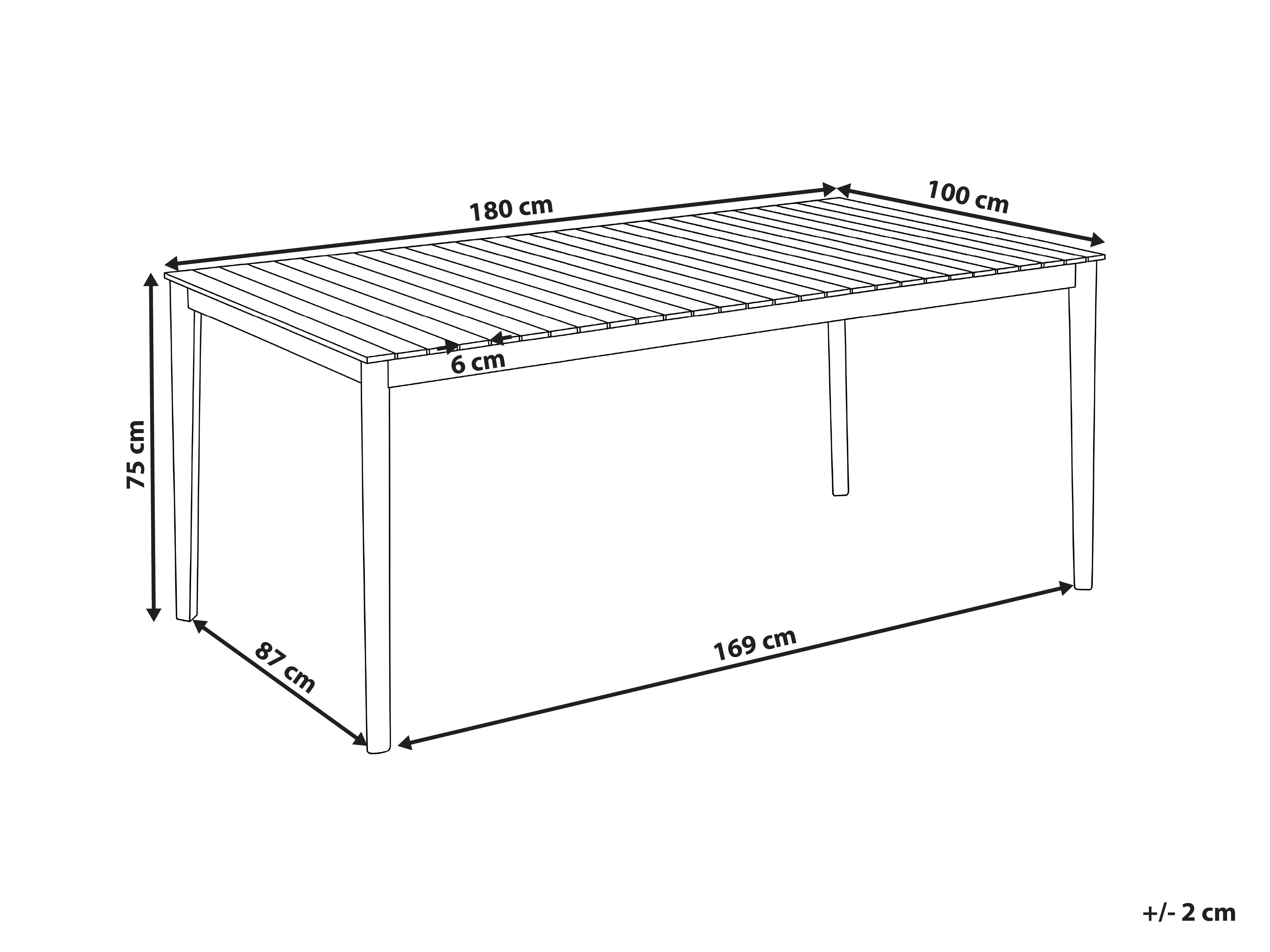 Tuin eettafel JACO 180 cm 100 cm Acaciahout Lichtbruin