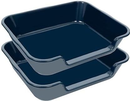 Blaucasa - Jumbo Senior Kattenbakken - Donkerblauw - Set van 2 - Extra Groot - Lage Ingang