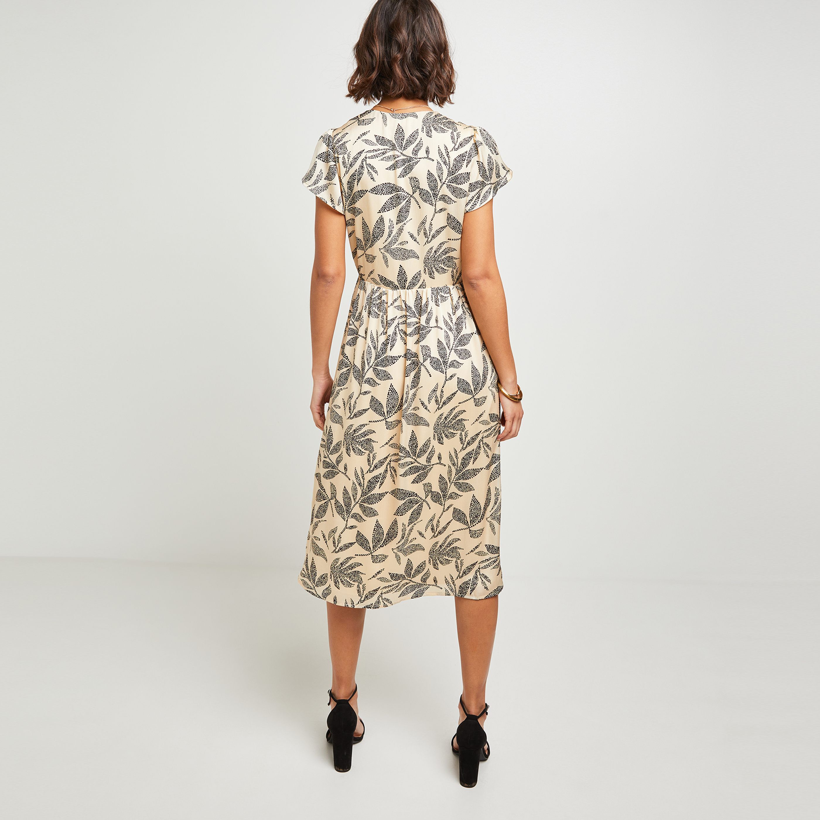Robe longue imprimée femme - BEIGE
