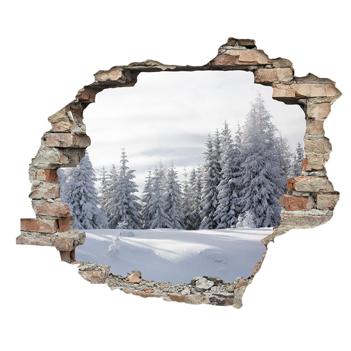 3D muursticker zelfklevende sticker sneeuwlandschap WS16028_60x50 cm Kerst wanddecoratie