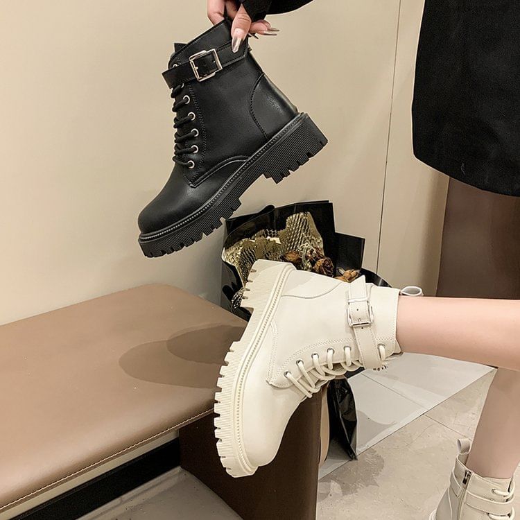 Anran - Veterschoenen met plateauzool en dikke hak