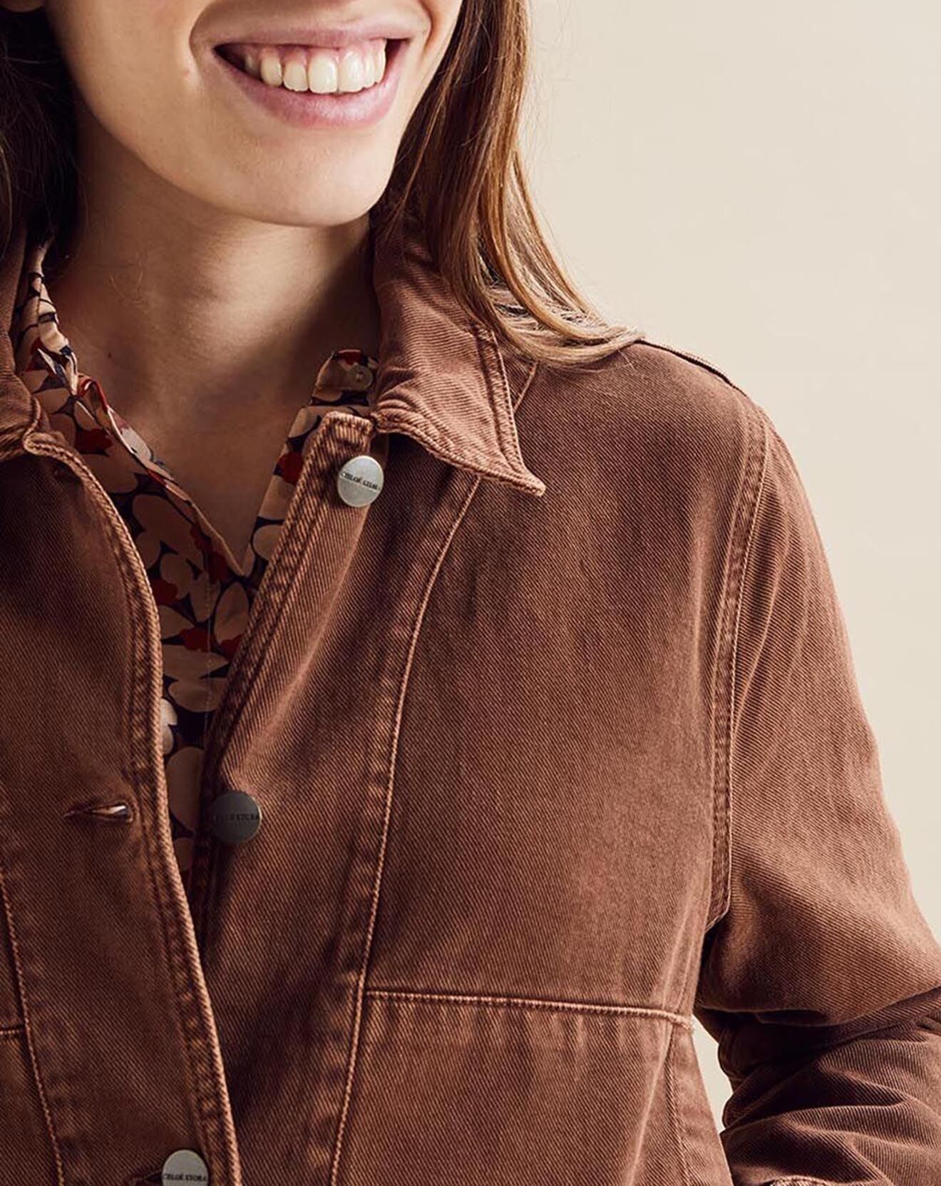 Chloé Stora Veste en jean Up marron