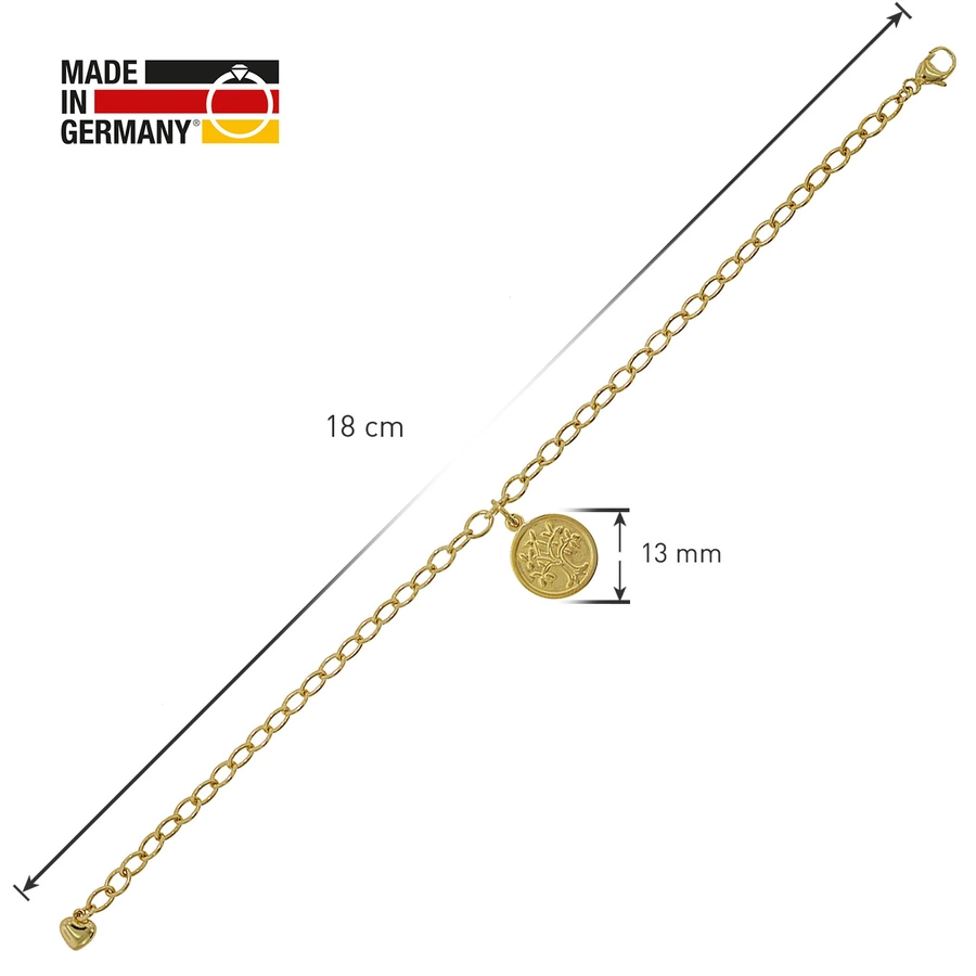 trendor Mädchen-Armband mit Lebensbaum 925 Silber vergoldet 18 cm gold