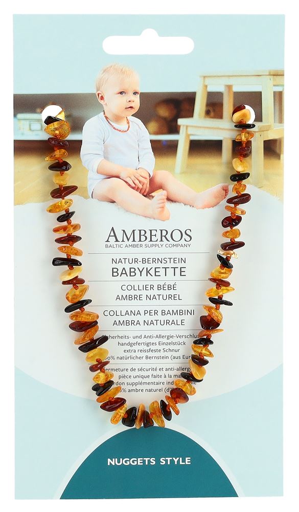 AMBEROS Natur Bernsteinkette Baby<br>1 Stück, Nuggets Honey