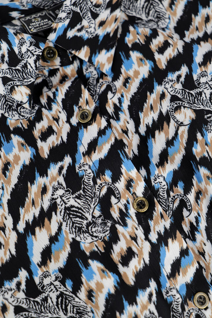 INDIAN BLUE JEANS blauwe indian blue jeans mini jurk tiger dress