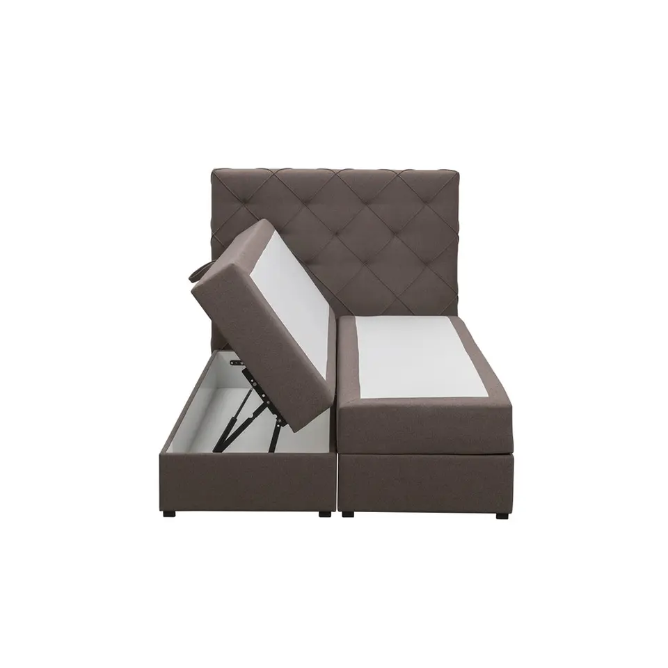 Boxspring met opbergruimte Liv geruit - donkerbruin - 120x200 cm