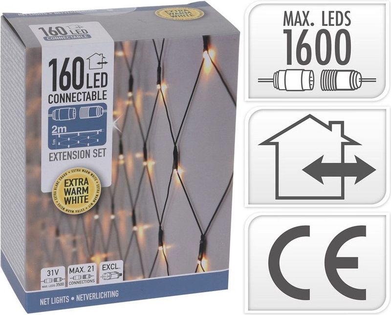 Koppelbare Kerstverlichting Multi Action - Net - 2 X 1 Meter