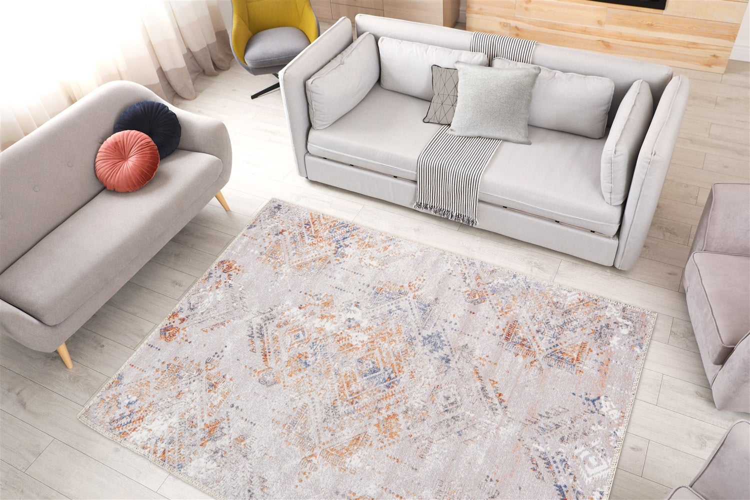 Platgeweven vloerkleed Serenique Cream Modern 120 x 180 cm