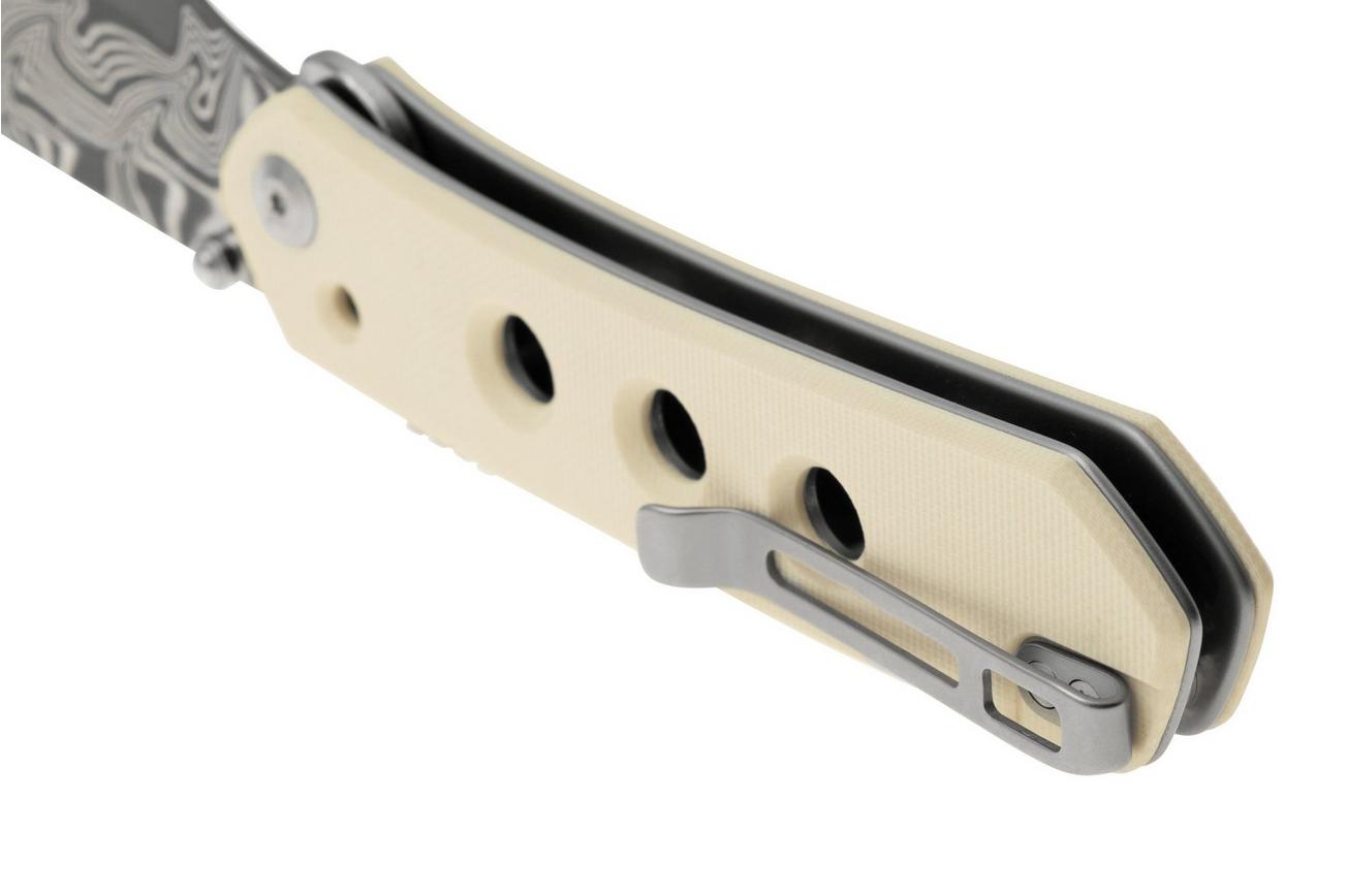 Civivi Vision FG, C22036-DS1, Damascus, Ivory G10, zakmes, Snecx Tan design