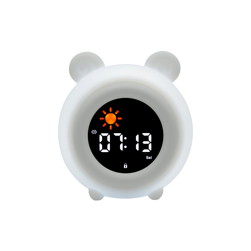 (12x11cm) 3in1 Silikon Wecker Kinder LED Nachtlicht mit Touch Funktion Schlaf Trainer Uhr mit Sonne / Mond - Maus